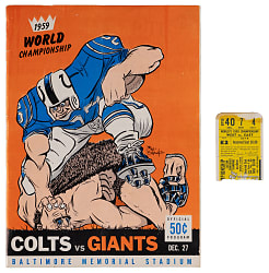 1959 Baltimore Colts vs. New York Giants NFL Championship Game Program & Ticket Stub