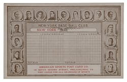 1909 New York Giants Collage Scoring Grid Postcard with Christy Mathewson - Clean!