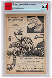 1938 Albany Senators vs. Brooklyn Dodgers Exhibition Scorecard PSA 5.0 - Babe Ruth's Last Professional Home Run!