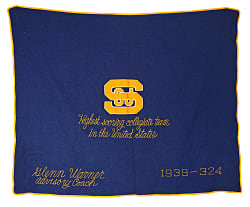 1939 San Jose State Coach Glenn "Pop" Warner Sideline Field Blanket - Undefeated Season/Highest Scoring Collegiate Offense!