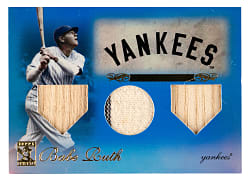 2009 Topps Tribute #1 Babe Ruth Triple Relic Blue Parallel #/75 with Pinstripe