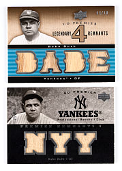 2007 & 2008 Upper Deck Premier Babe Ruth Game-Used Pair with (7) Total Pieces!