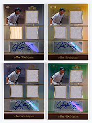 2011 Topps Tribute Alex Rodriguez Autographed Triple Relic Near Rainbow Set (4/5)