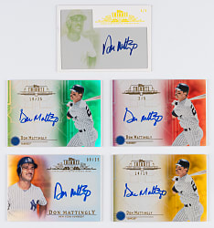 2013 & 2014 Topps Tribute Don Mattingly Certified Autographs (5) Different with #1/1 Printing Plate