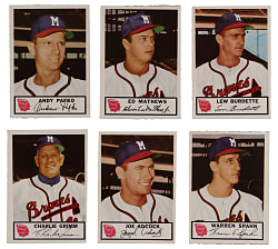 1953 & 1955 Johnston's Cookies Milwaukee Braves Collection with 1953 Complete Set (25) – (57 Total Cards)