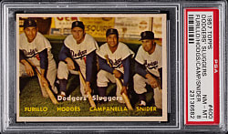 1957 Topps #400 Dodgers' Sluggers PSA NM-MT 8