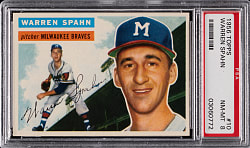1956 Topps #10 Warren Spahn White Back PSA NM-MT 8