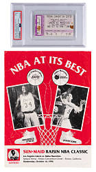 Extremely Rare 1996-1997 Kobe Bryant Los Angeles Lakers "Sun-Maid Classic" Pro Debut Program/Scorecard & Ticket Stub - PSA EX 5