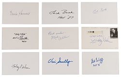 Legendary Announcer/Sportscaster Signed Index Cards (9) With Jack Buck & Vin Scully