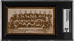 1913 T200 Fatima Team Card Cincinnati Nationals with Mordecai Brown and Joe Tinker SGC VG 3