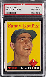 1958 Topps #187 Sandy Koufax PSA NM-MT 8