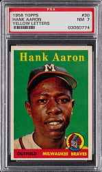 1958 Topps #30 Hank Aaron Yellow Letters PSA NM 7