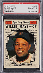 1961 Topps #579 Willie Mays All-Star High Number PSA NM-MT 8