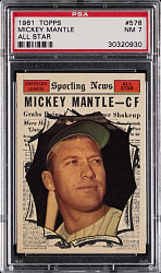 1961 Topps #578 Mickey Mantle All-Star High Number PSA NM 7
