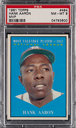 1961 Topps #484 Hank Aaron MVP PSA NM-MT 8