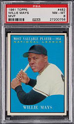 1961 Topps #482 Willie Mays MVP PSA NM-MT 8