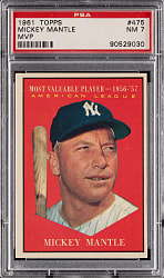 1961 Topps #475 Mickey Mantle MVP PSA NM 7