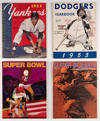 1953-1977 MLB Yearbook & NFL Super Bowl Program Collection (9) with Super Bowl IV & V