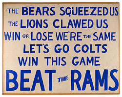 1950s "Willie The Rooter" Baltimore Colts Original Hand Painted Gameday Sign