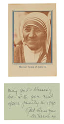 1990 Mother Teresa Signed Prayer Card - Full JSA LOA