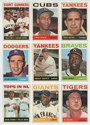 1964 Topps Partial Set (373/587) with (30+) Hall of Famers Including Aaron, Koufax, Mantle & Mays