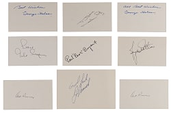 Multi-Sport Signed Index Cards (9) with (2) Halas, Namath & Bear Bryant