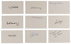 Hall of Fame Signed Index Card Collection (16) with DiMaggio, Koufax & Greenberg