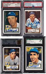 1952 Topps Reprint Certified Autograph & Signed Graded Cards (4) with Yogi Berra & Phil Rizzuto
