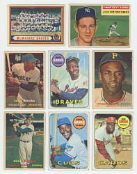 1956-1969 Topps Hall of Fame & Star Grab Bag (16) with Aaron, Banks & Clemente