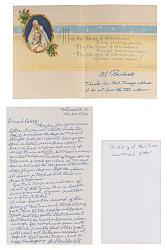 Al Bridwell (d.1969) Signed Pair with Christmas Card & Letter from Fred Tenney Estate