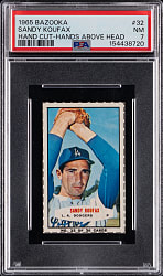1965 Bazooka #32 Sandy Koufax Hand Cut - Hands Above Head PSA NM 7