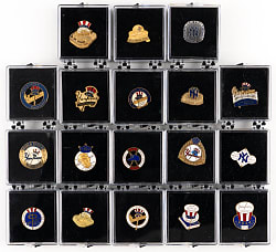 Incredible 1950-2003 New York Yankees World Series Press Pin Collection (19)