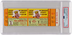 1958 Milwaukee Braves vs. New York Yankees World Series Game 1 Full Ticket PSA NM 7