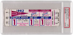 1962 New York Yankees vs. San Francisco Giants World Series Game 1 Full Ticket - Whitey Ford Final World Series Win #10 - PSA EX-MT 6