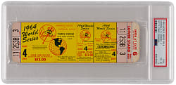 1964 St. Louis Cardinals vs. New York Yankees World Series Game 4 Full Ticket PSA VG-EX 4 - Mickey Mantle Career World Series RBI #36