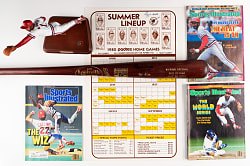 1980-2002 Ozzie Smith Collection (6) with (2) Signed Including Bat & 1980 Schedule Broadside