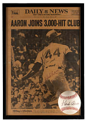 1970s Hank Aaron Collection (5) with (2) Signed Items & 5-Foot-Tall Standup