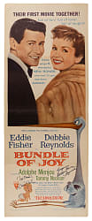 1957 Eddie Fisher & Debbie Reynolds Signed "Bundle of Joy" 14x36 Original Window Sheet
