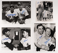 New York Yankees Dual-Signed Photos Group (5) with DiMaggio/Allen & (2) Ford/Berra