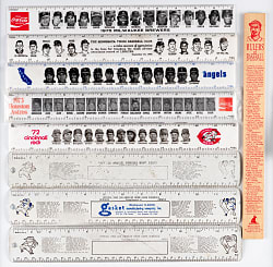1959-1980s Baseball Rulers Collection (9) with 1959, 1962 & 1964 Los Angeles Dodgers Plus Hank Aaron & Pete Rose