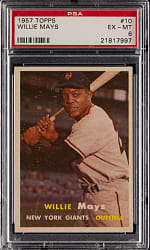 1957 Topps #10 Willie Mays PSA EX-MT 6