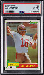 1981 Topps Football #216 Joe Montana Rookie PSA EX-MT 6