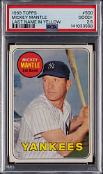 1969 Topps #500 Mickey Mantle PSA GOOD+ 2.5