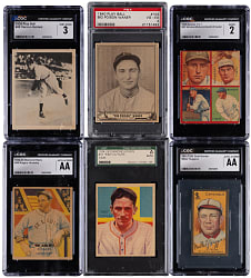 1911-1940 Pre-War Hall of Fame Graded Collection (6) with 1934-1936 Diamond Stars #44 Rogers Hornsby