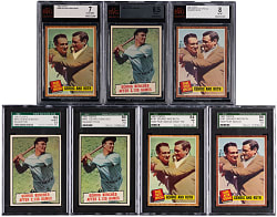 1961 & 1962 Topps Lou Gehrig Specialty Cards Group (7) with Babe Ruth - All Graded NM to NM/MT+ 8.5