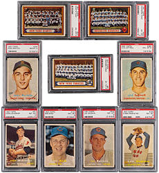 1957 Topps Collection (80) Different with (9) PSA Graded EX-MT 6 to NM-MT 8 Including Key Team Cards