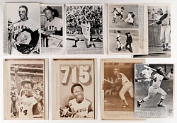 1940s-1970s Captioned News Service Photos (95) with (65+) Hall of Famers Including Mickey Mantle, Willie Mays & Hank Aaron
