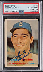 Signed 1957 Topps #302 Sandy Koufax PSA/DNA Auto Grade 10