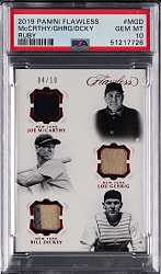 2019 Panini Flawless Lou Gehrig/Bill Dickey/Joe McCarthy Game-Used Relic #4/10 - PSA GEM MINT 10 with Population 1