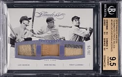 2016 Panini Flawless Teammates #9 Triple Relics Lou Gehrig /Bob Meusel /Tony Lazzeri #/25 BGS GEM MINT 9.5
